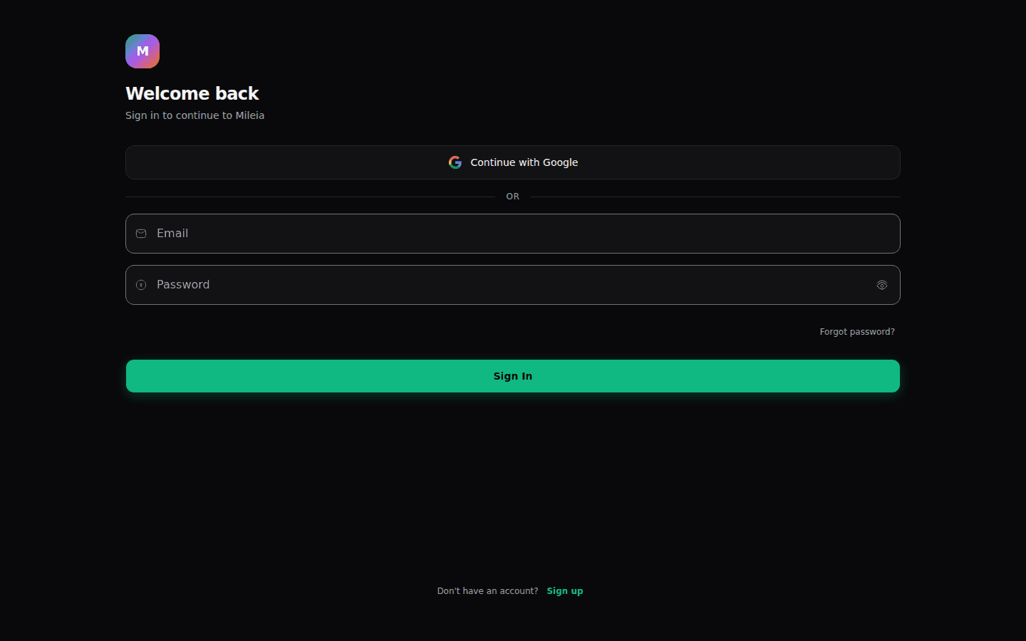 Mileia homepage marketplace screenshot